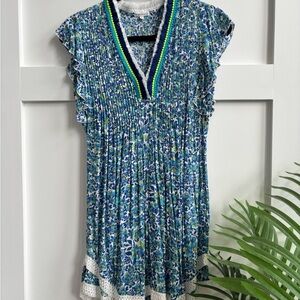 Poupette St. Barth Sasha Blue Floral Mini Dress